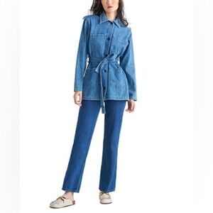 Black Tape Women's Belted Denim Jacket, Sz 3X